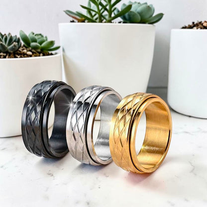 Bague pour homme Anneau "Armor" argent noire dore plantes succulentes