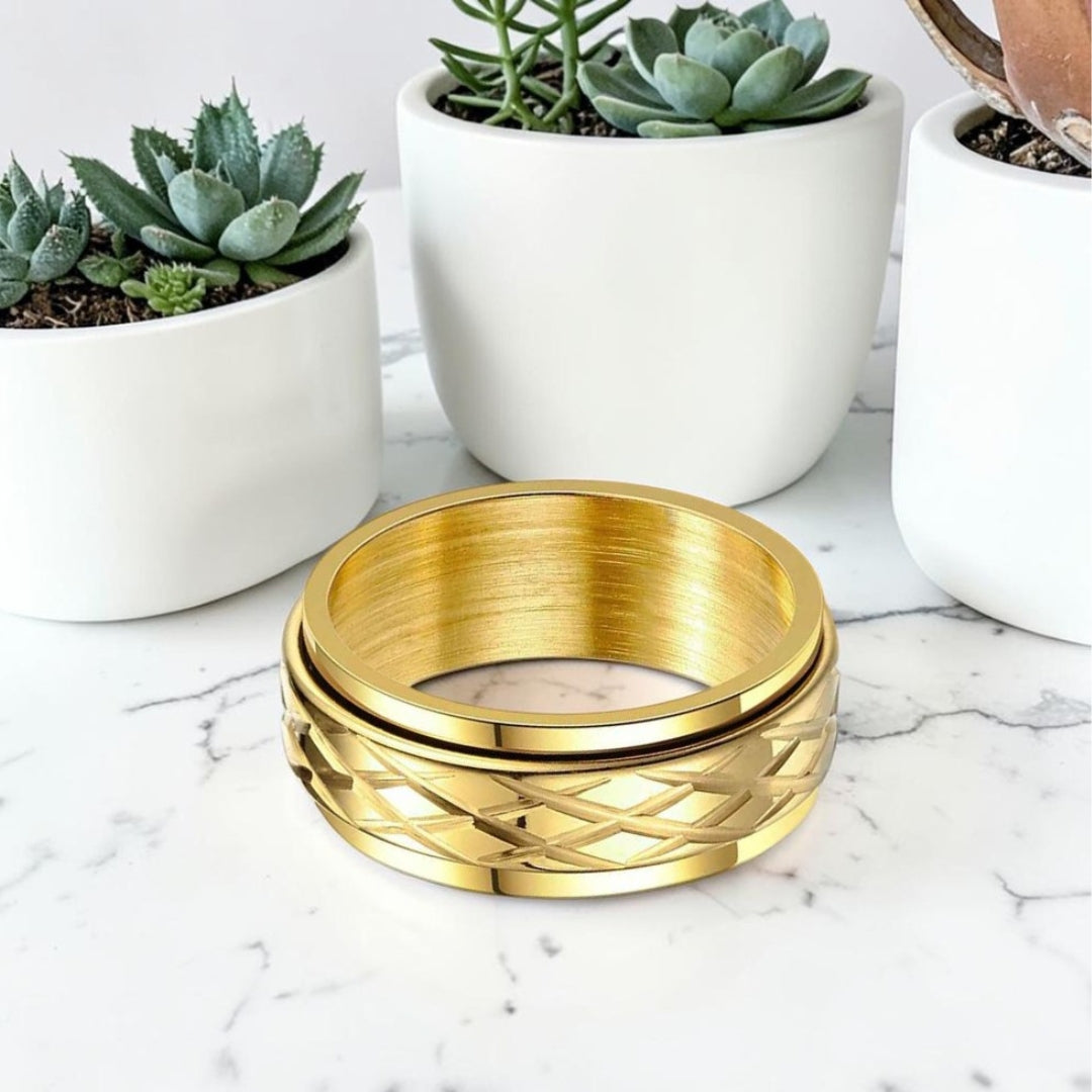 Bague pour homme Anneau "Armor"  variante dore plantes succulentes