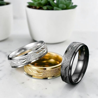Bague pour homme L'Anneau Boréal dore argent noire variantes marbre