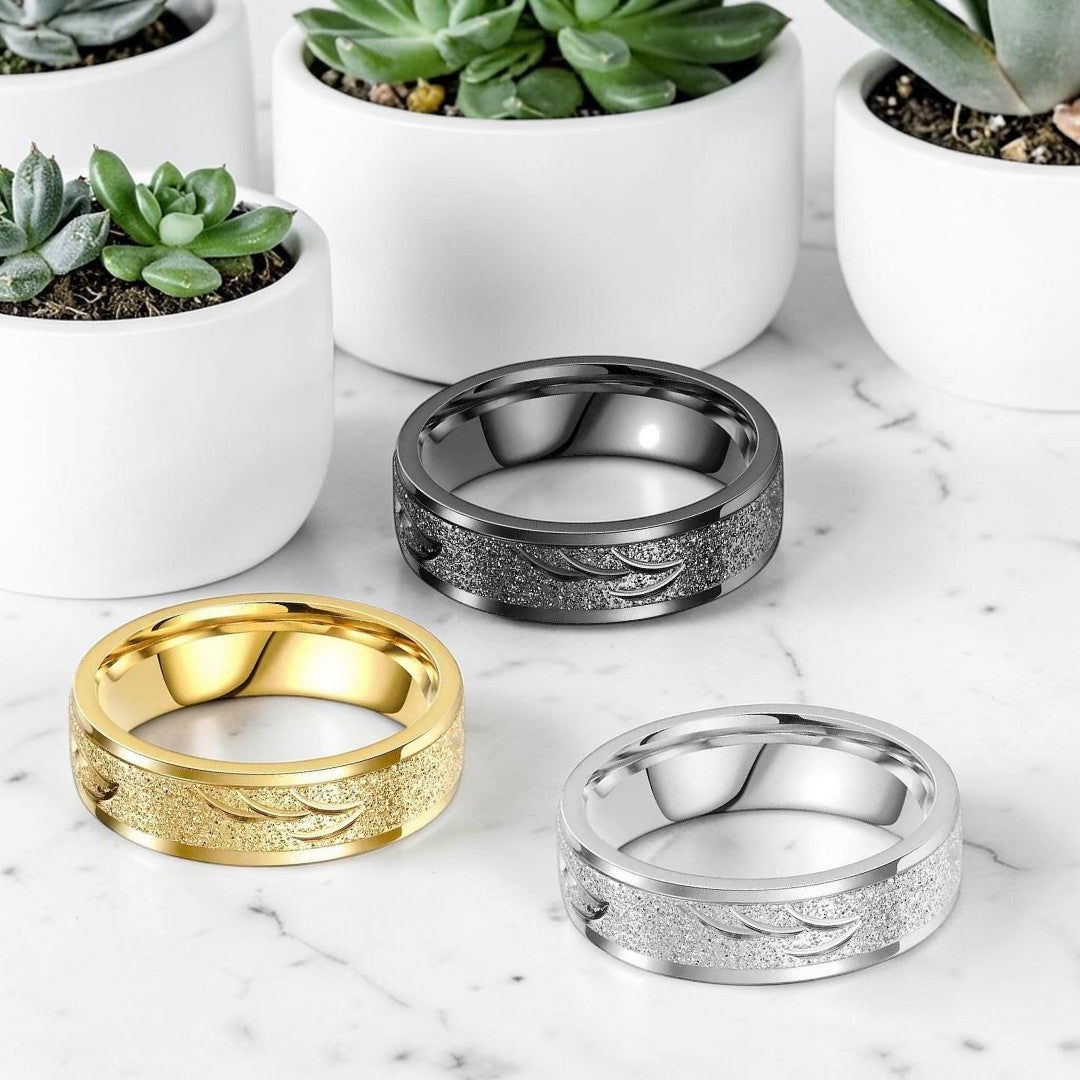 Bague pour homme L'Anneau Boréal presentations variantes doree noire argentee marbre