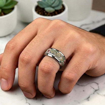 Bague tendance motif Clé de Sol Mélodie Harmonieuse variantes avec piano main marbre 