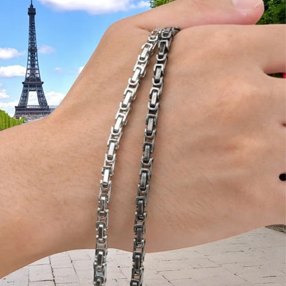 Bracelet Homme LINKOT™ argent argent ancien main presentation