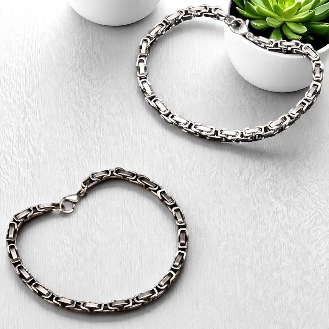 Bracelet Homme LINKOT™ argent argent ancien variantes table blanche