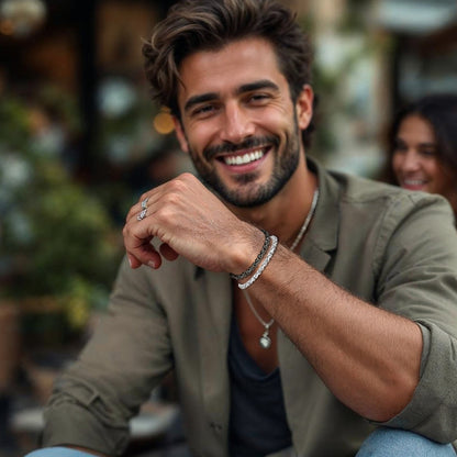 Bracelet Homme LINKOT™ variantes argent argent ancien chemise mode terrasse