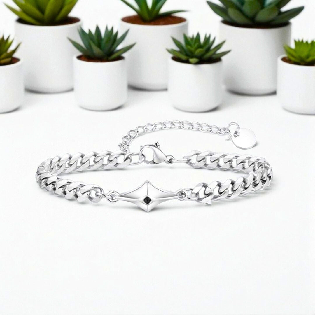Bracelet homme- NORTH STAR presentation table blanche plantes