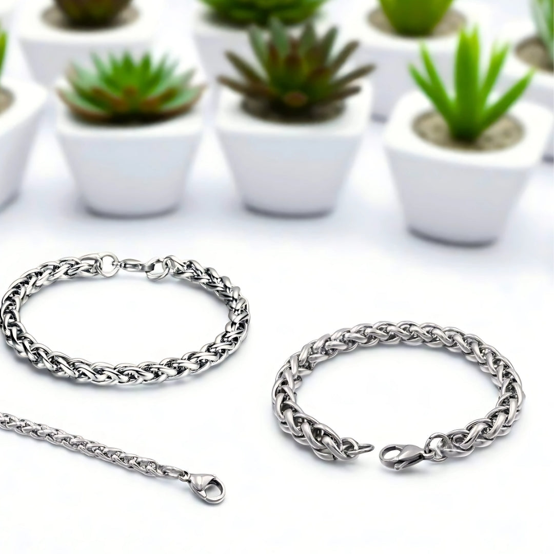 Bracelet homme- SINGAP™  presentation table blanche plantes