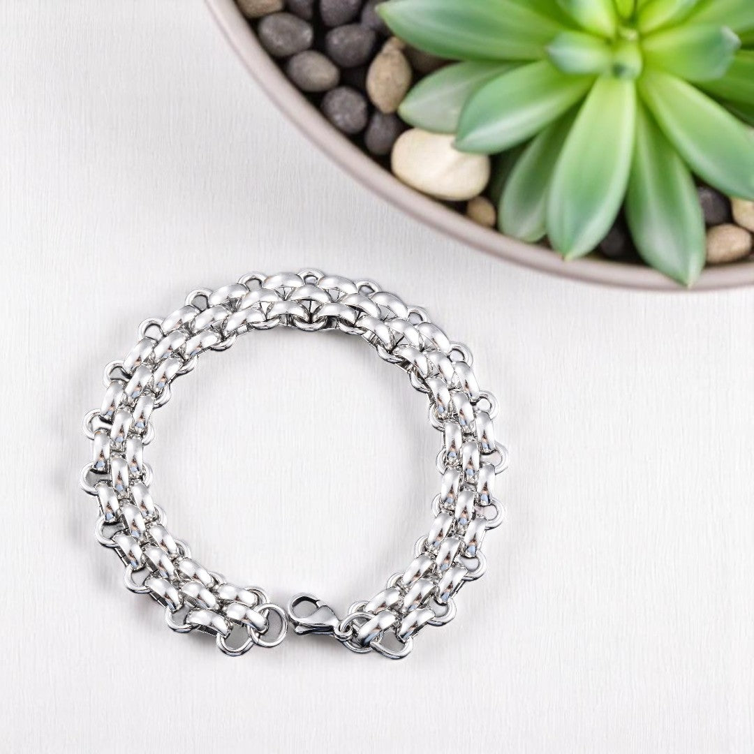 Bracelet homme BELCHER DOUBLÉ™ argent table blanche