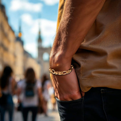 Bracelet homme BRING THE RING™ dore poignet t shirt marron rue