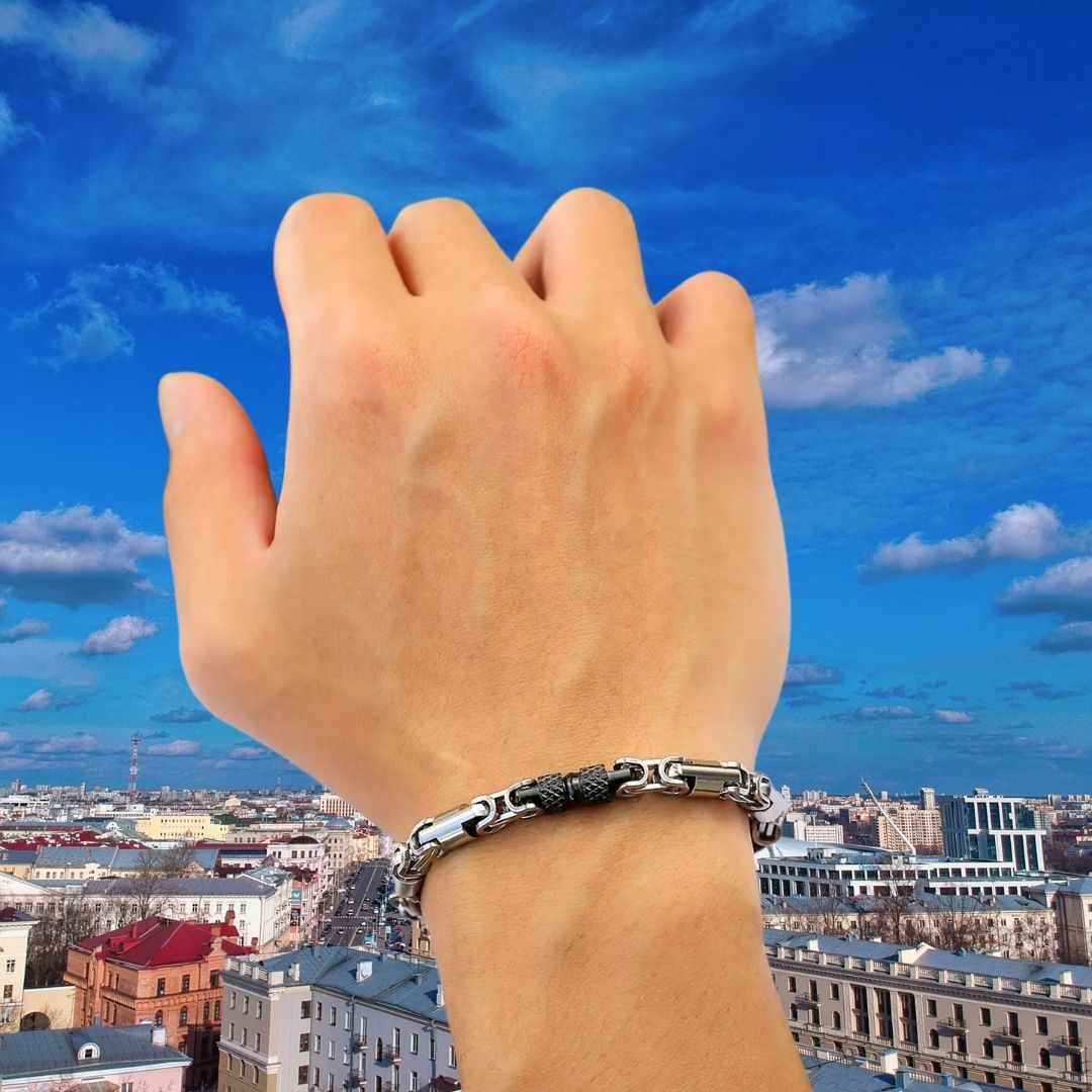 Bracelet homme BYZANTINE II™  poignet ville viel bleu