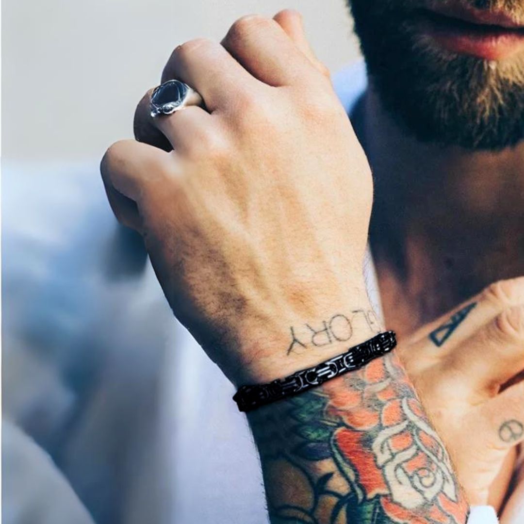 Bracelet homme BYZANTINE I ™ noir poignet tatouages 