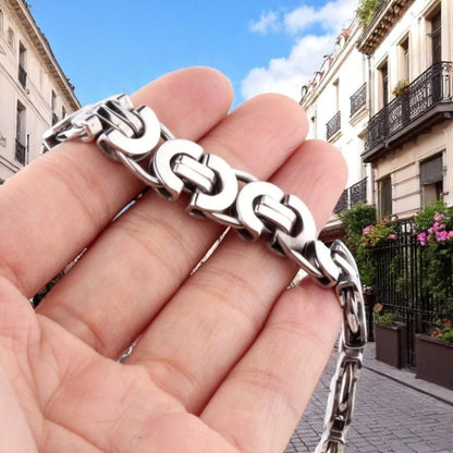 Bracelet homme BYZANTIN EMPEREUR ARRONDI™ argent main Paris
