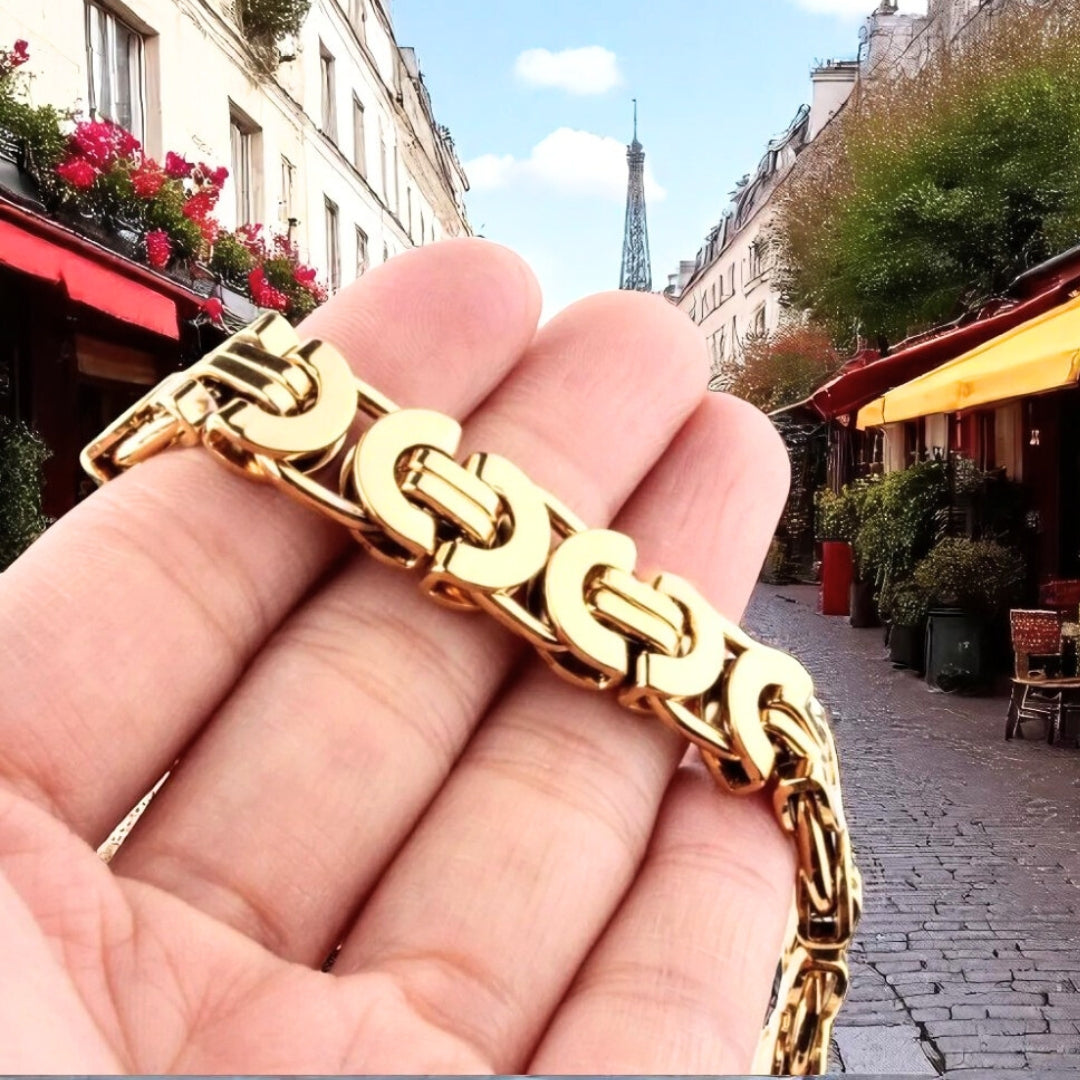 Bracelet homme BYZANTIN EMPEREUR ARRONDI™ dore main Paris