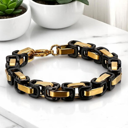 Bracelet homme BYZANTIN EMPEREUR™ variantes doree noire table marbre