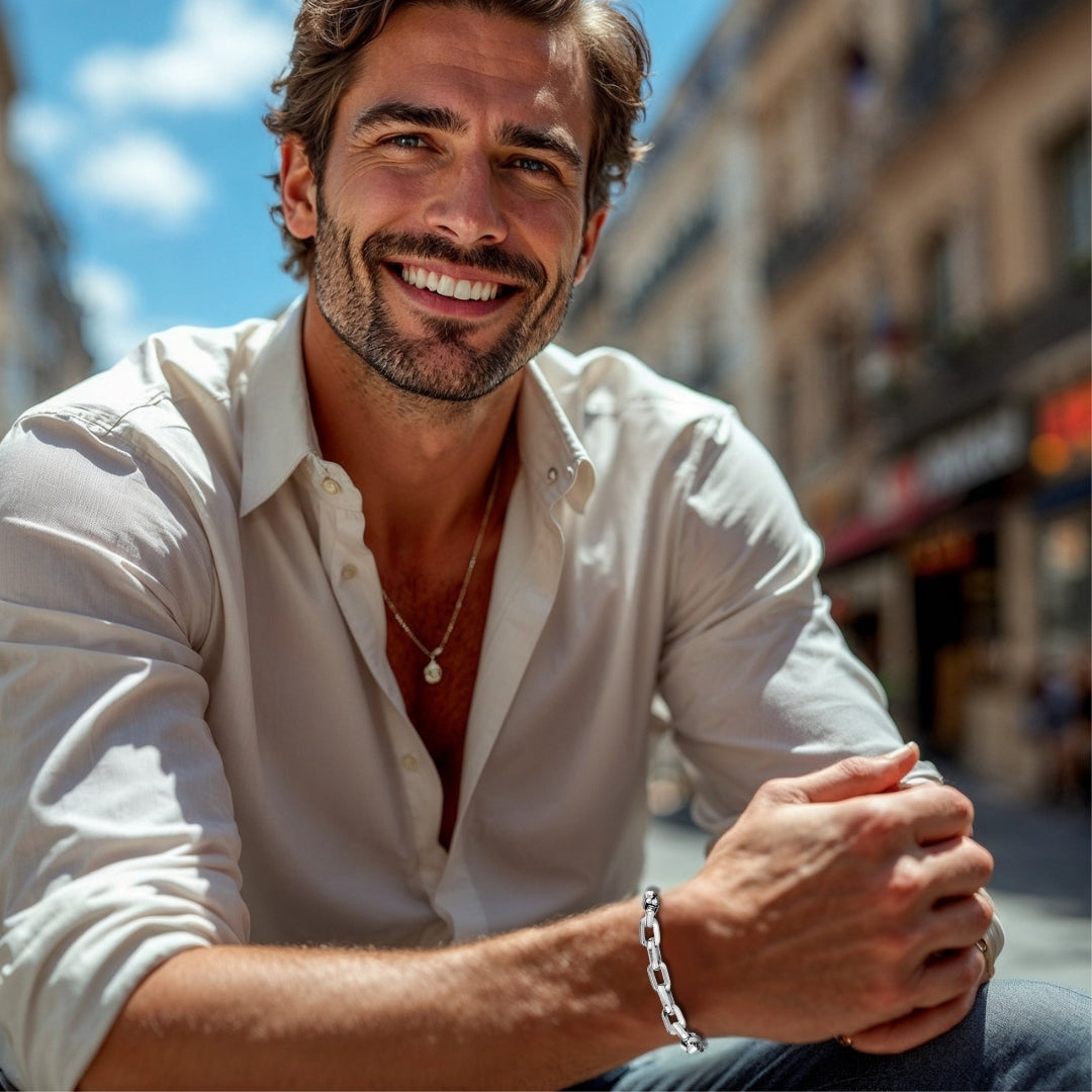 Bracelet homme CHAINE DB™ argent chemise mode collier homme elegant