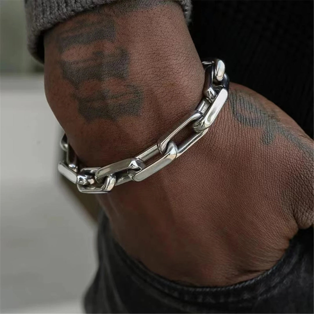 Bracelet homme CHAINE DB™ argent poignet jeans homme noir