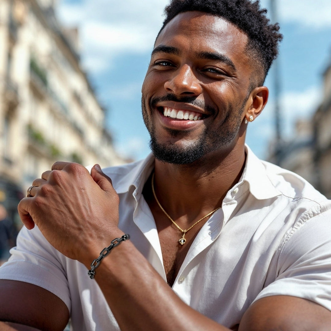 Bracelet homme CHAINE DB™ noir chemise blanche collier homme noir