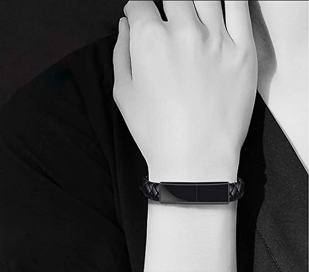 Bracelet homme CONNECTÉ™  poignet  noir et blanc