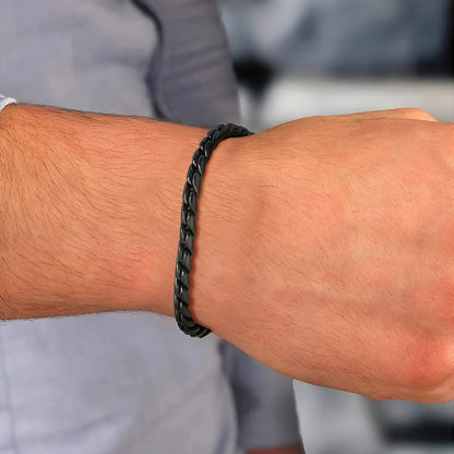 Bracelet homme ÉCAILLES DE DRAGONS noir poignet chemise grise