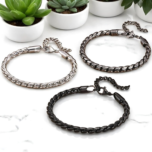 Bracelet homme ÉCAILLES DE DRAGONS trois variantes argent noir argent ancien