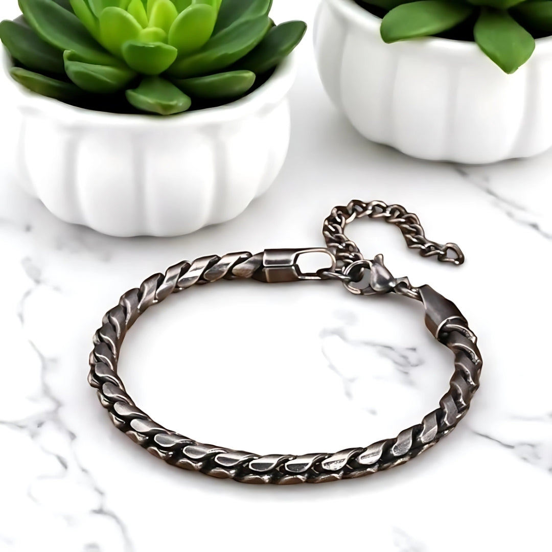 Bracelet homme ECAILLES DE DRAGONS variante argent ancien