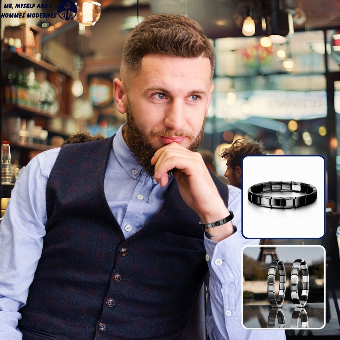 Bracelet homme EZ-FIT™ noir bistro chemise bleu