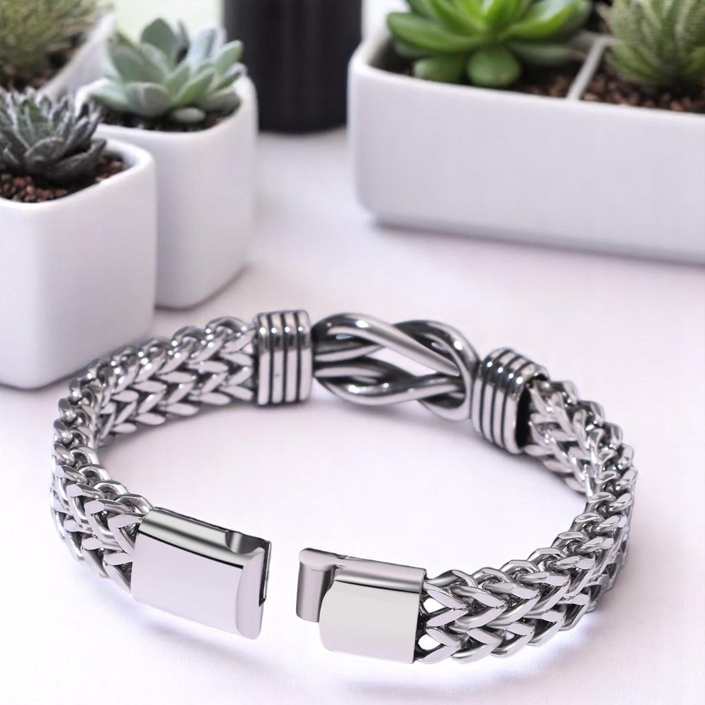 Bracelet homme INFINOTO KNOTO™ variante argent fermoir