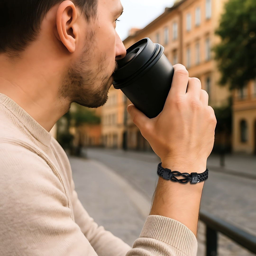 Bracelet homme INFINOTO KNOTO™ variante noire cafe 