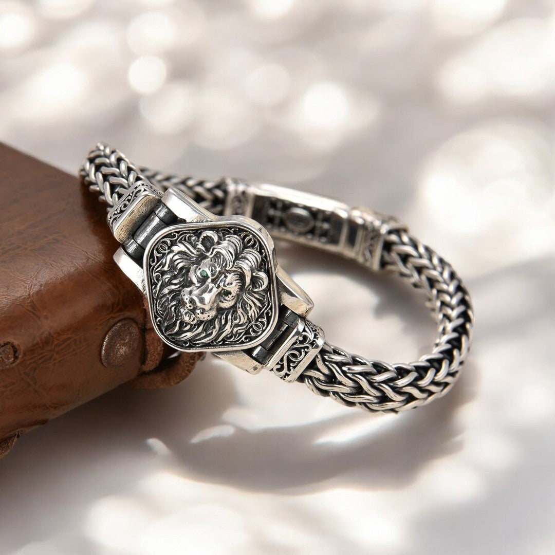 Bracelet homme LION TRESSÉ ROYAL tissu livre