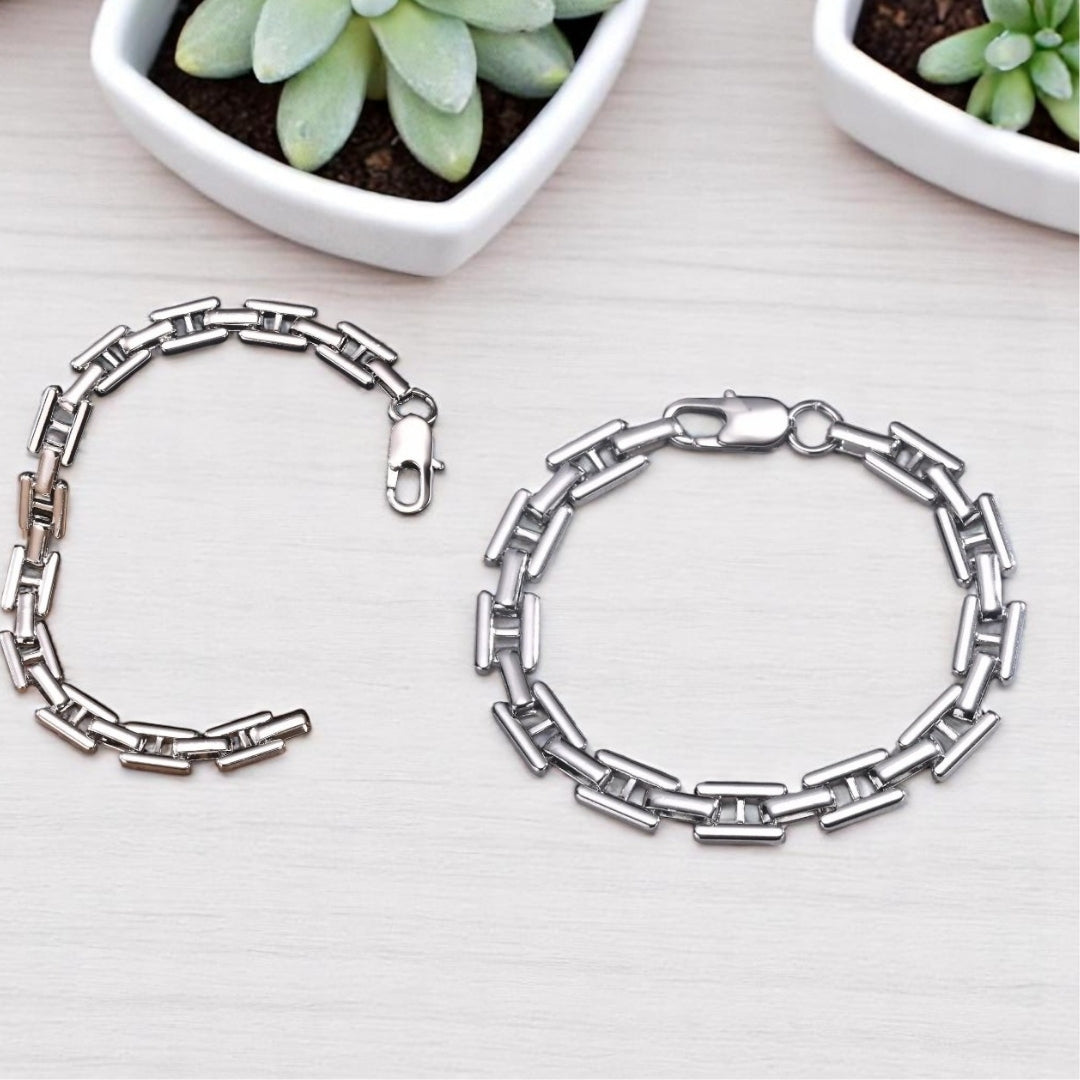 Bracelet homme MAILLONS EN H table marbre plantes fermoir