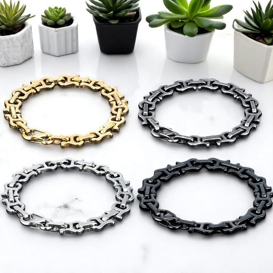 Bracelet homme MASCULETI™ quatre variantes doree argentee noire argent ancien