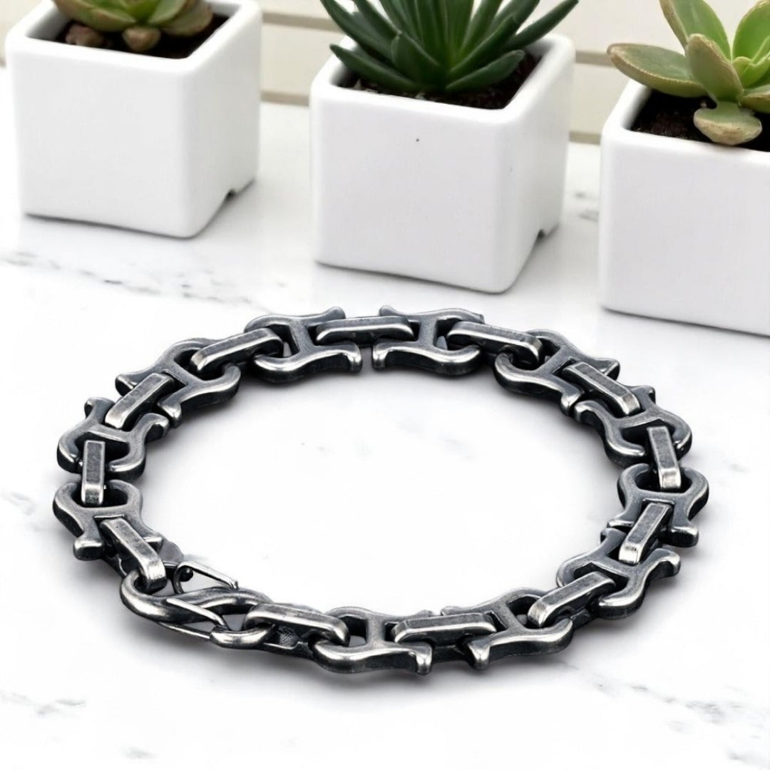 Bracelet homme MASCULETI™ variantes argent ancien