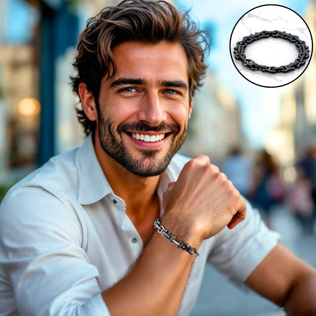Bracelet homme MASCULETI™ variantes noire chemise blanche