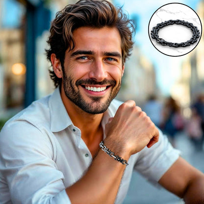 Bracelet homme MASCULETI™ variantes noire chemise blanche