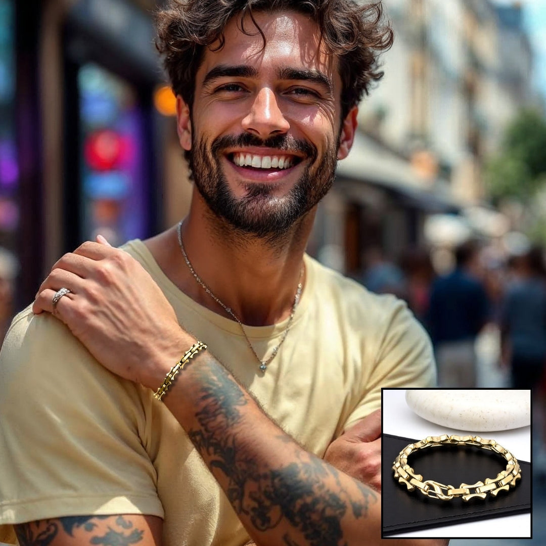 Bracelet homme MASCULET III™  dore t shirt jaune rue 