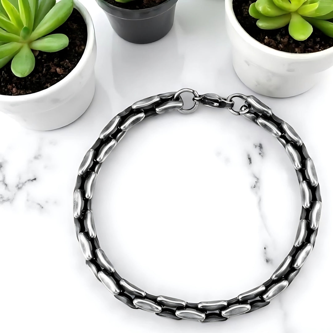 Bracelet homme MASCULET™ variante argent ancien