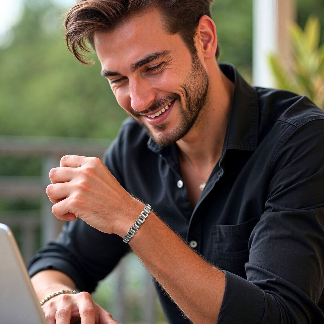 Bracelet homme MASCU variantes maillons ronds chemise noire