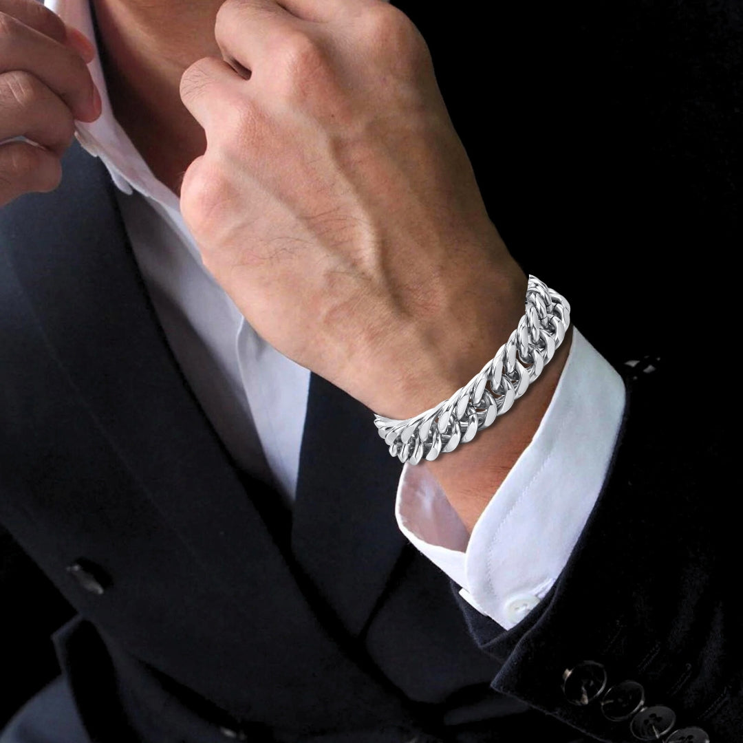 Bracelet homme MIAMI-CUBANO 15 mm homme elegant