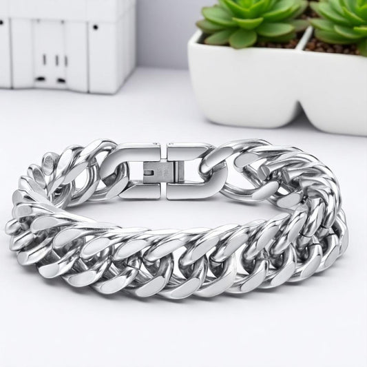 Bracelet homme MIAMI-CUBANO 15 mm variante table blanche