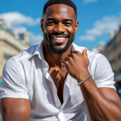 Bracelet homme MULTIRINGS™ chemise blanche homme noir ciel bleu