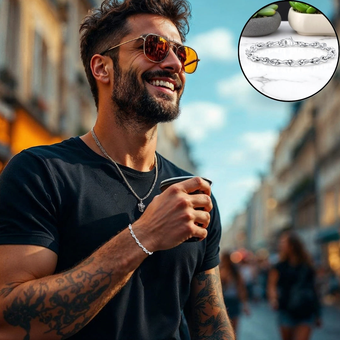Bracelet homme NŒUD INFINITO™ t-shirt noir cafe
