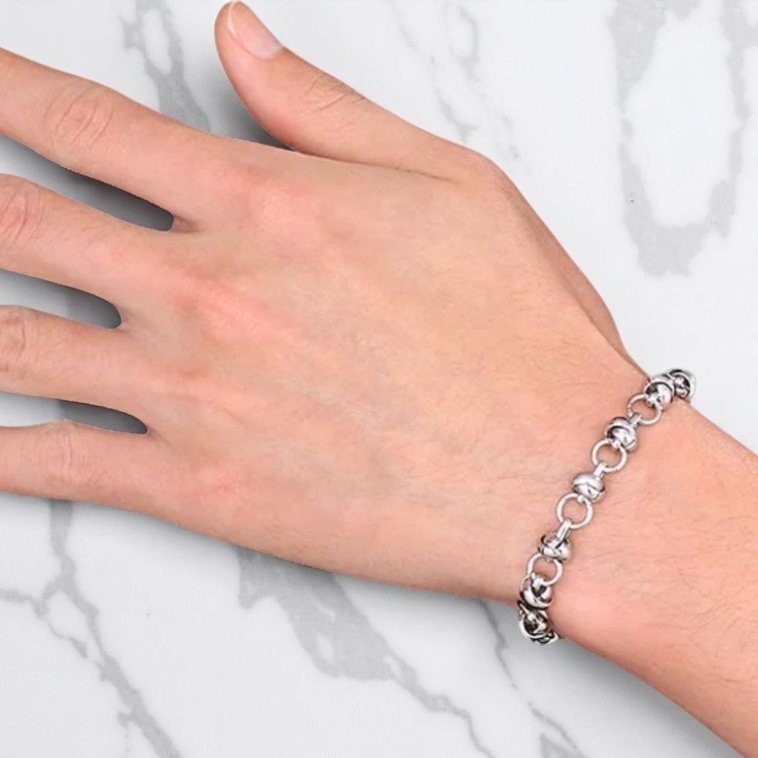 Bracelet homme RING IN RING™ argent details main
