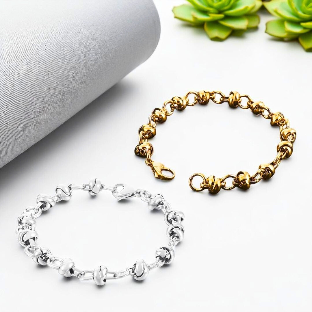 Bracelet homme RING IN RING™ argent dore table blanche presentation