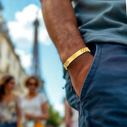 Bracelet homme ROLLIE BRATT II™ dore t shirt bleu femmes Paris
