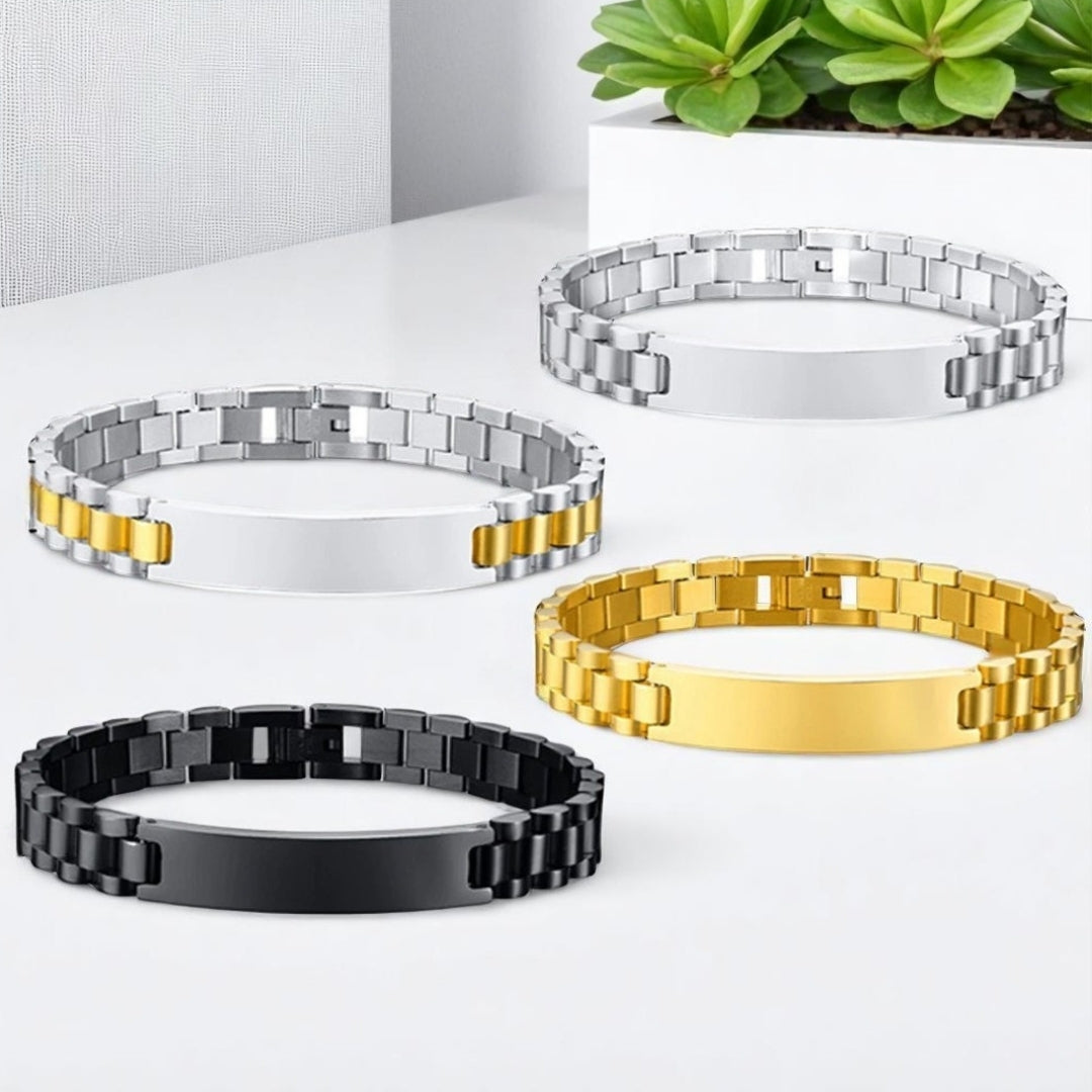 Bracelet homme ROLLIE BRATT II™ quatre variantes argente noire doree bicolore table blanche