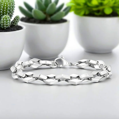 Bracelet homme ROMBOS™ presentation variante pots plantes table blanche