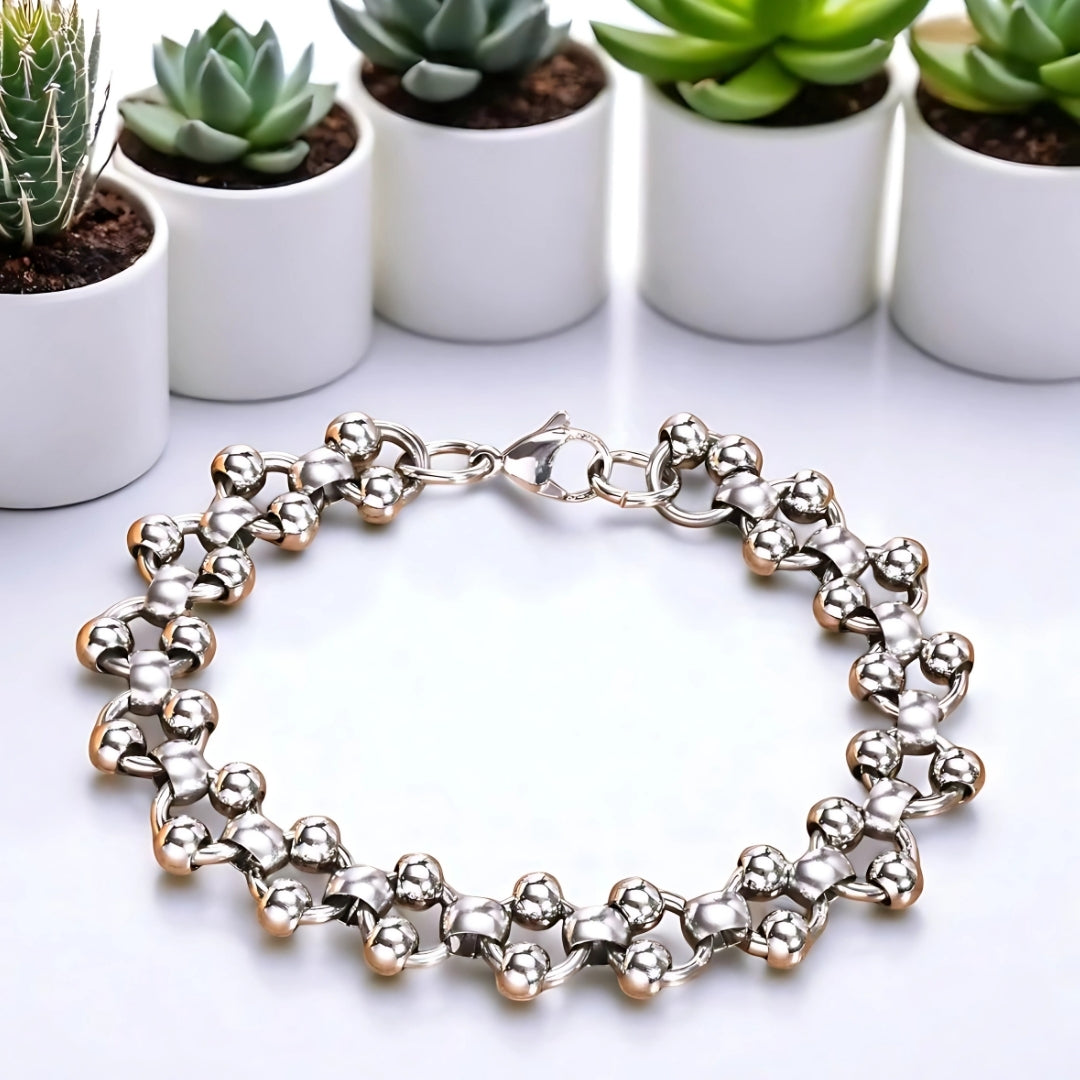 Bracelet homme ROUND AND ROUND™ table blanche plantes succulentes