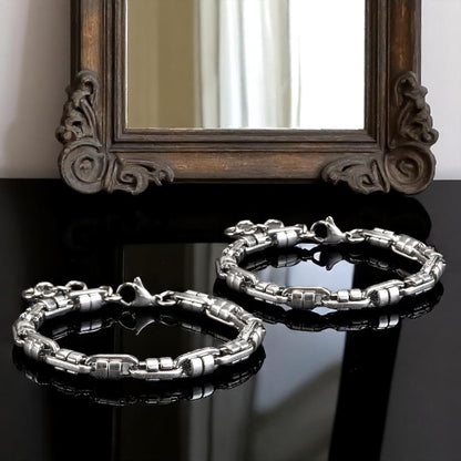 Bracelet homme ROUND LINKS™ presentation table noire brillante