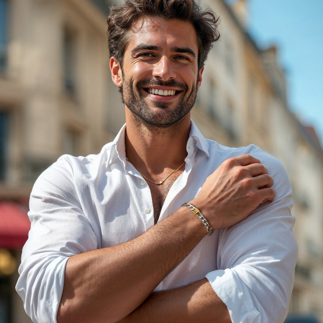 Bracelet homme STEEL BRAID™ 8mm chemise blanche rue