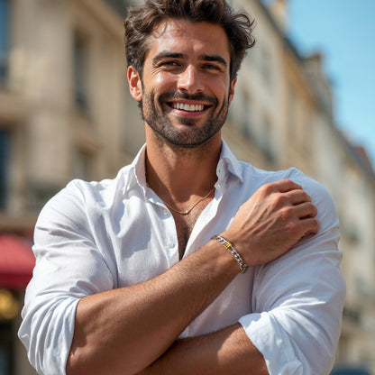 Bracelet homme STEEL BRAID™ 8mm chemise blanche rue
