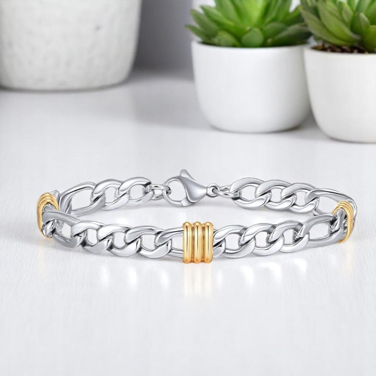Bracelet homme STEEL BRAID™ 8mm variante table blanche